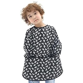 Plie Waterproof Kids Art Smocks 20 Colors (Age 1-10, S-XXL size), Black W/Puppy (52-S)