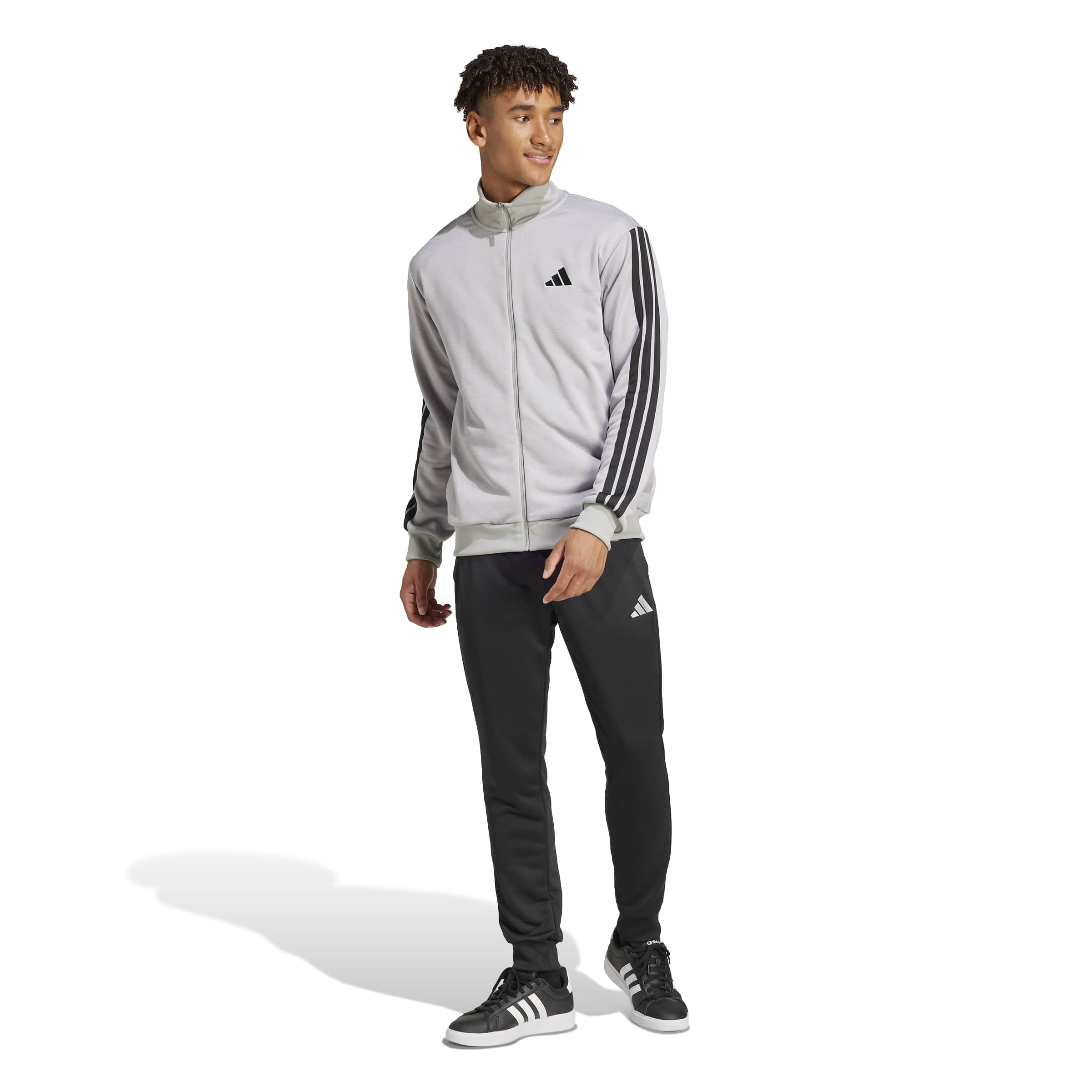 adidas Herren 3 Stripes French Terry Track Suit, medium grey heather/mgh solid grey, XXL