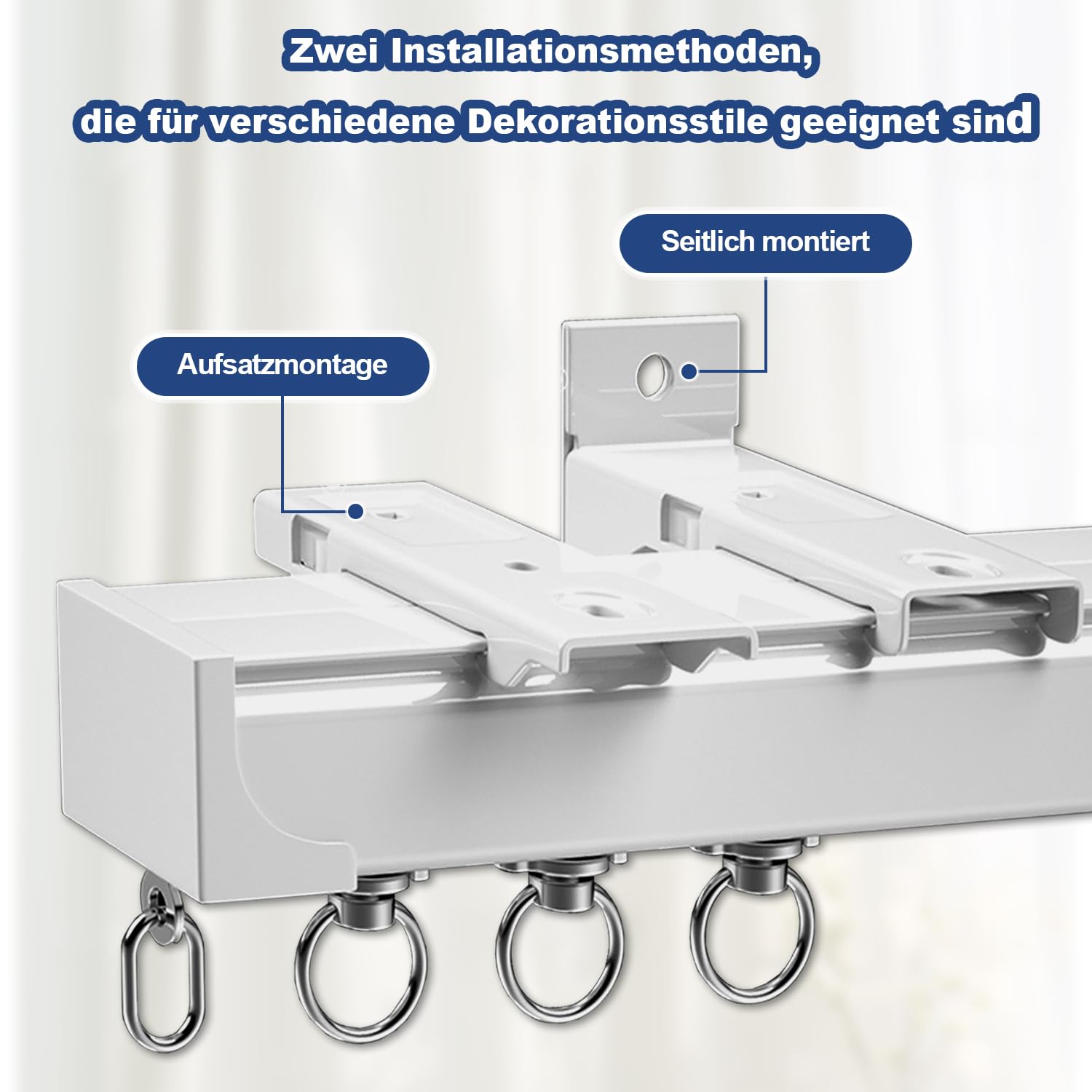 Rail de rideau en aluminium pour rideaux, 4 m avec roulettes silencieuses, système de rail de rideau de montage au plafond ou au mur, pour chambre à coucher, camping-car, douche, bureau, blanc