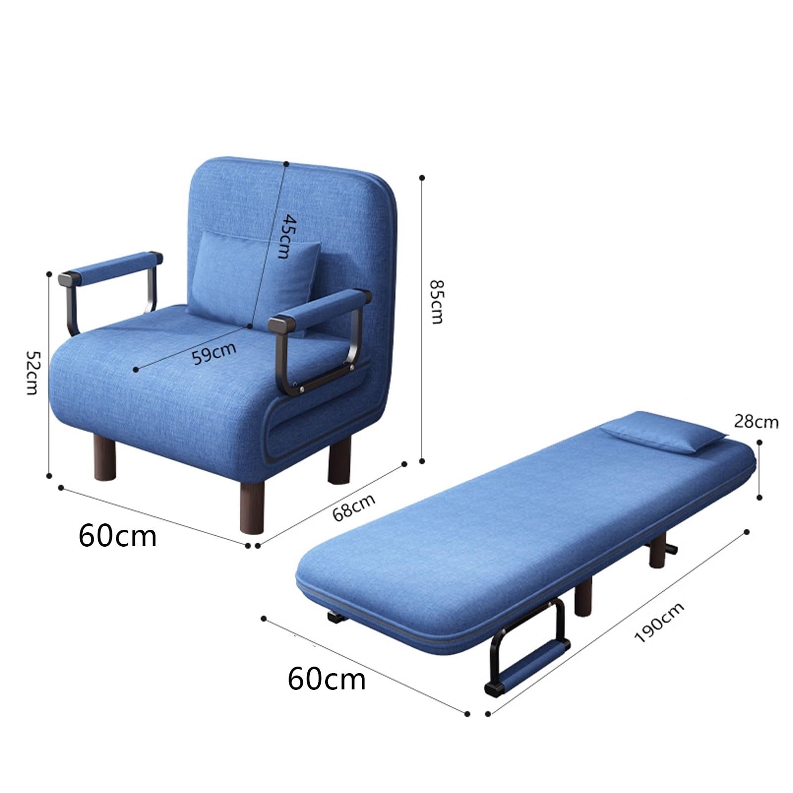 Letti Singoli Poltrona Letto Singolo Salvaspazio Poltrona for Camera Da Letto Moderna Schienale Regolabile in 5 Posizioni Utilizzato in Uffici, Soggiorni(Green)
