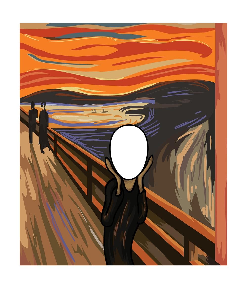 The Scream, Edvard Munch Hole in Face Cutout, Photo Props Backdrop Banner, Party Supplies Decorations
