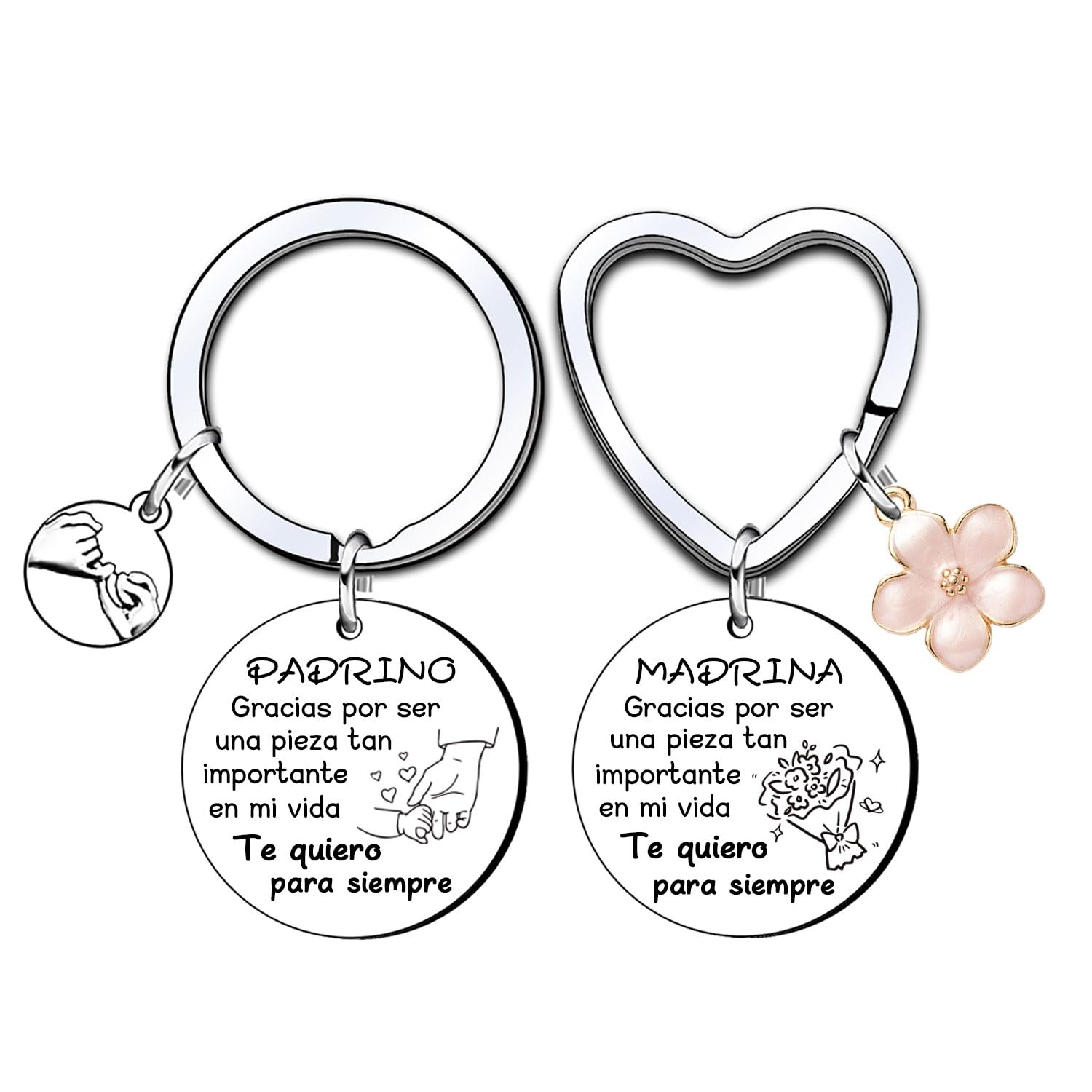 KJKJKJ 2ps Regalo Padrinos Bautizo Llavero Llavero Padrino y Madrina Padrino Regalo Llavero del Padrino Madrina idea Regalo Navidad Padrino y Madrina Regalo día de Pascua Bautismo.