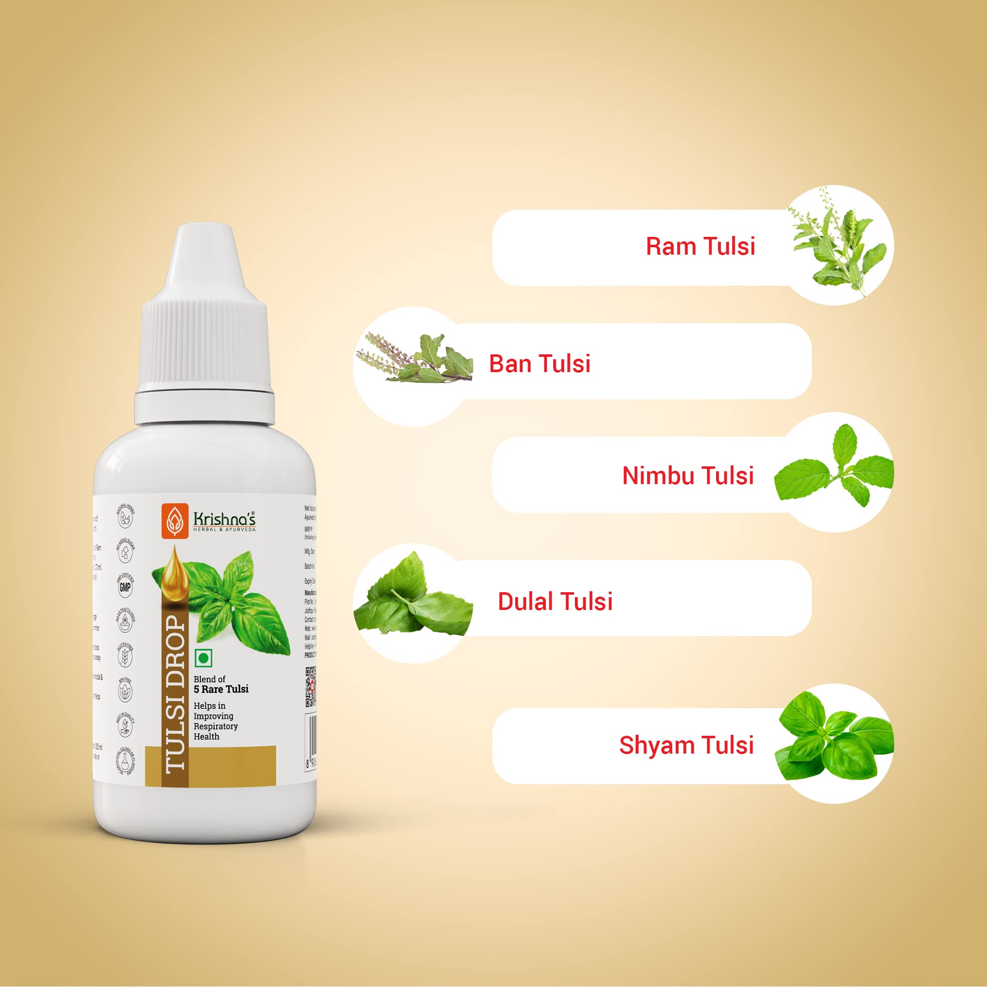 Krishna's Tulsi Drops- Concentrated Drops of 5 Rare Tulsi for Natural Immunity Boosting 10 ml | No Added Preservatives - Pack of 2 — Amazon image 3