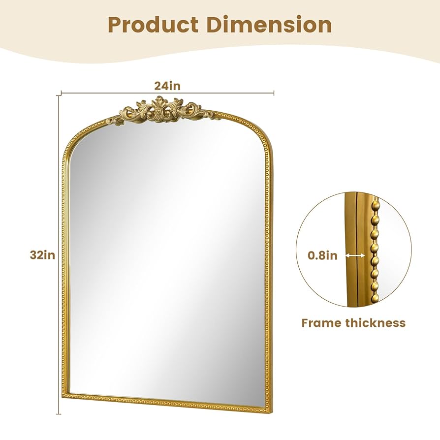 Amazon.com: WallBeyond Gold Vintage Mirror - 24x32 Inch