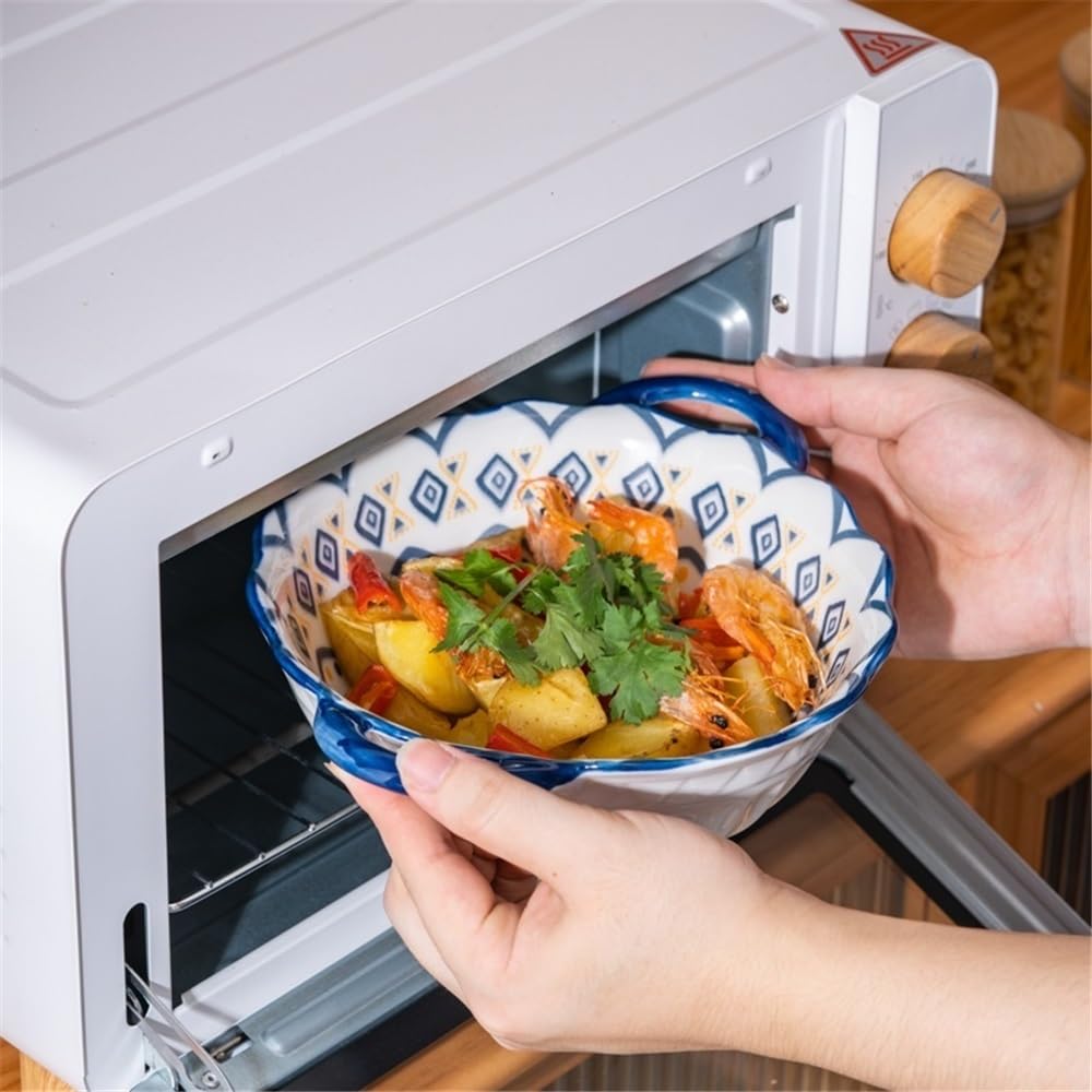 Fuente De Horno Plato De Ensalada Doble Oreja Horno Doméstico Tazón Especial