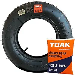 kit Pneu + Câmera de Ar 3.25/8 de 2 lonas da TOAK, Carrinho de mão, Carriola, Carrinho de carga de Plataformas Industrial