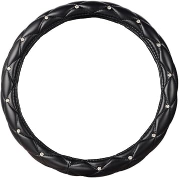 Microfiber Leather Auto Car Steering Wheel Cover,Anti Slip Universal 15 Inch,Black