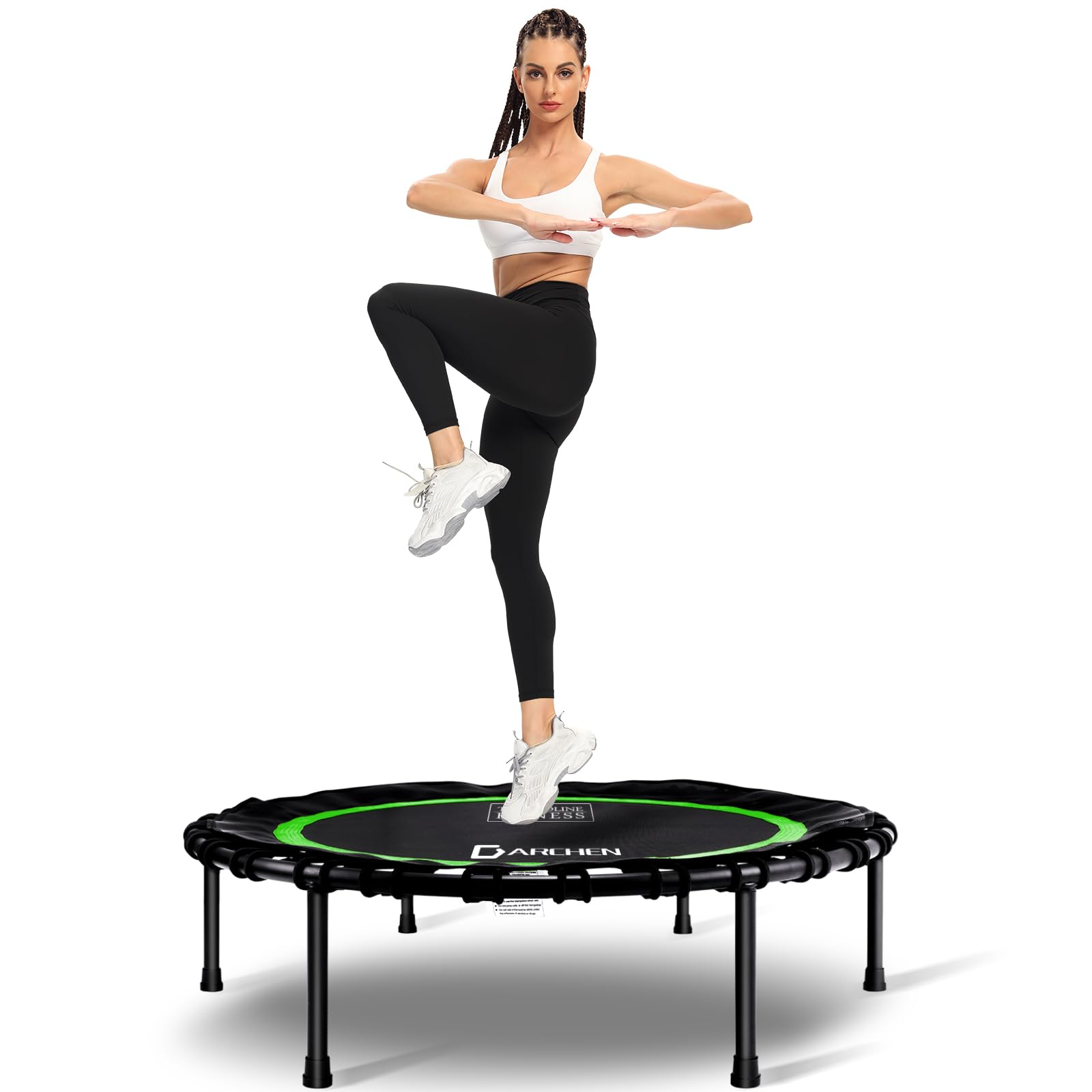 DARCHEN Trampolín de rebote de 200 kg para adultos, mini trampolín de ejercicio de rebote para interiores para entrenamiento, fitness, para interiores silenciosos y seguros (100 cm)