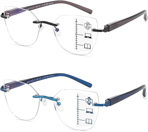 Miniatura 9 de Anteojos de lectura progresivos para mujer, lectores multifocales bifocales sin montura sin marco, sin marco