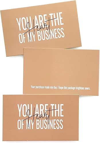 Miniatura 4 de RXBC2011 Tarjetas de agradecimiento con texto en inglés "You are the Heart of my Business". Paquete de 100 tarjetas de visita (color Kraft, 100