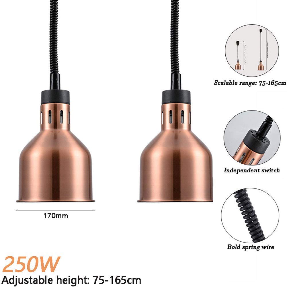 Komercyjna Lampa Grzewcza Do Podgrzewania Żywności, Chowana Lampa Grzewcza Do Bufetu Z Żarówką Podczerwieni 250 W, Lampa Wisząca, Lampa Izolacyjna Do Żywności, Wyposażenie Kuchni Restauracyjnej, 170