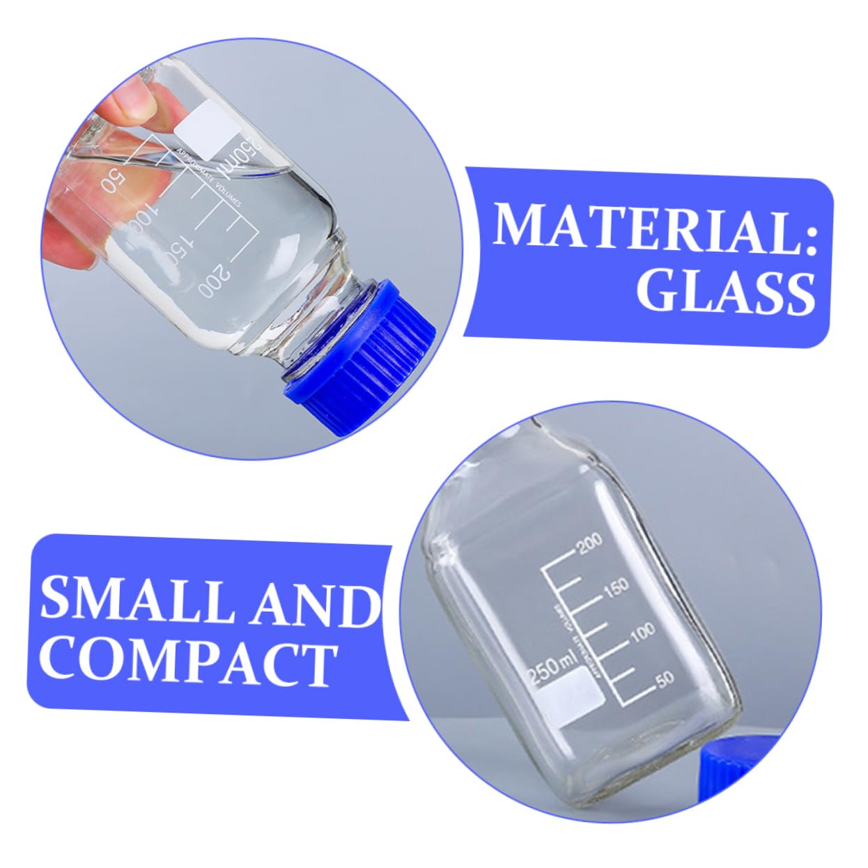 iplusmile 6piezas Frascos De Vidrio Para Laboratorio De Botellas De Muestreo Boca Ancha Para Muestras y Reactivos Transparentes y Duraderas
