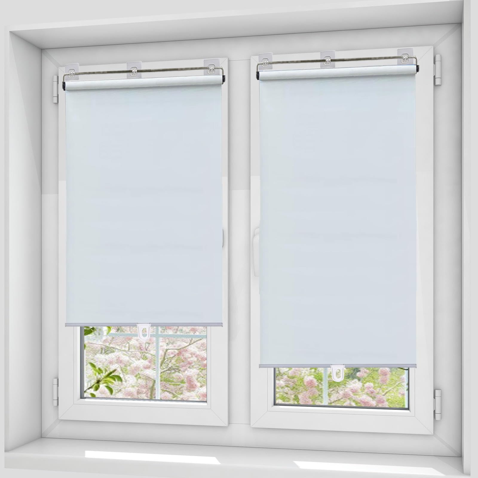 Kgudys White Portable Blackout Shades,Lifting Roller Blinds For Windows, 40Cm 50Cm 60Cm 90Cm 110Cm 150Cm Balcony Sunscreen Shade Blinds,Temporary Privacy Blinds For Bedroom,Kitchen,-65X200cm(25.6X78.7in)