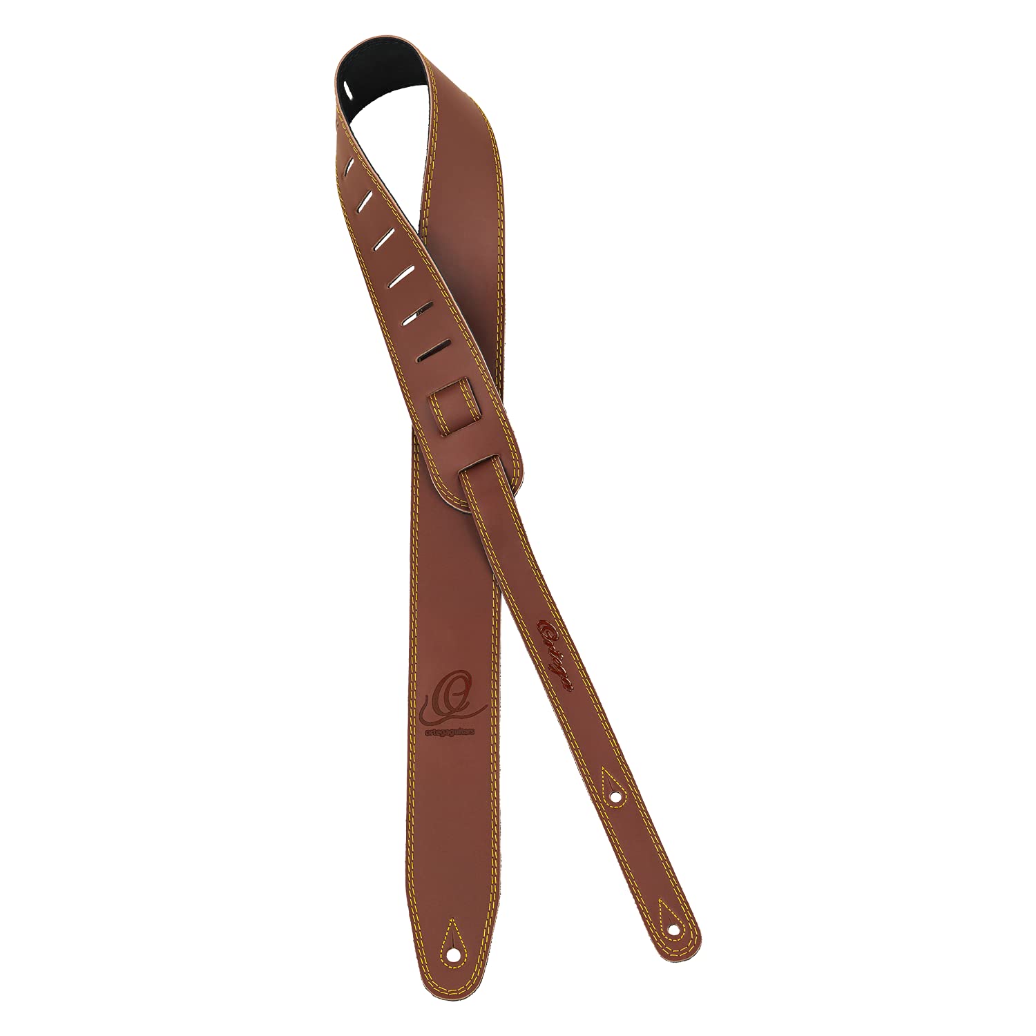 Ortega OSL2-85BR Guitar Strap - Genuine Leather, Dark Brown