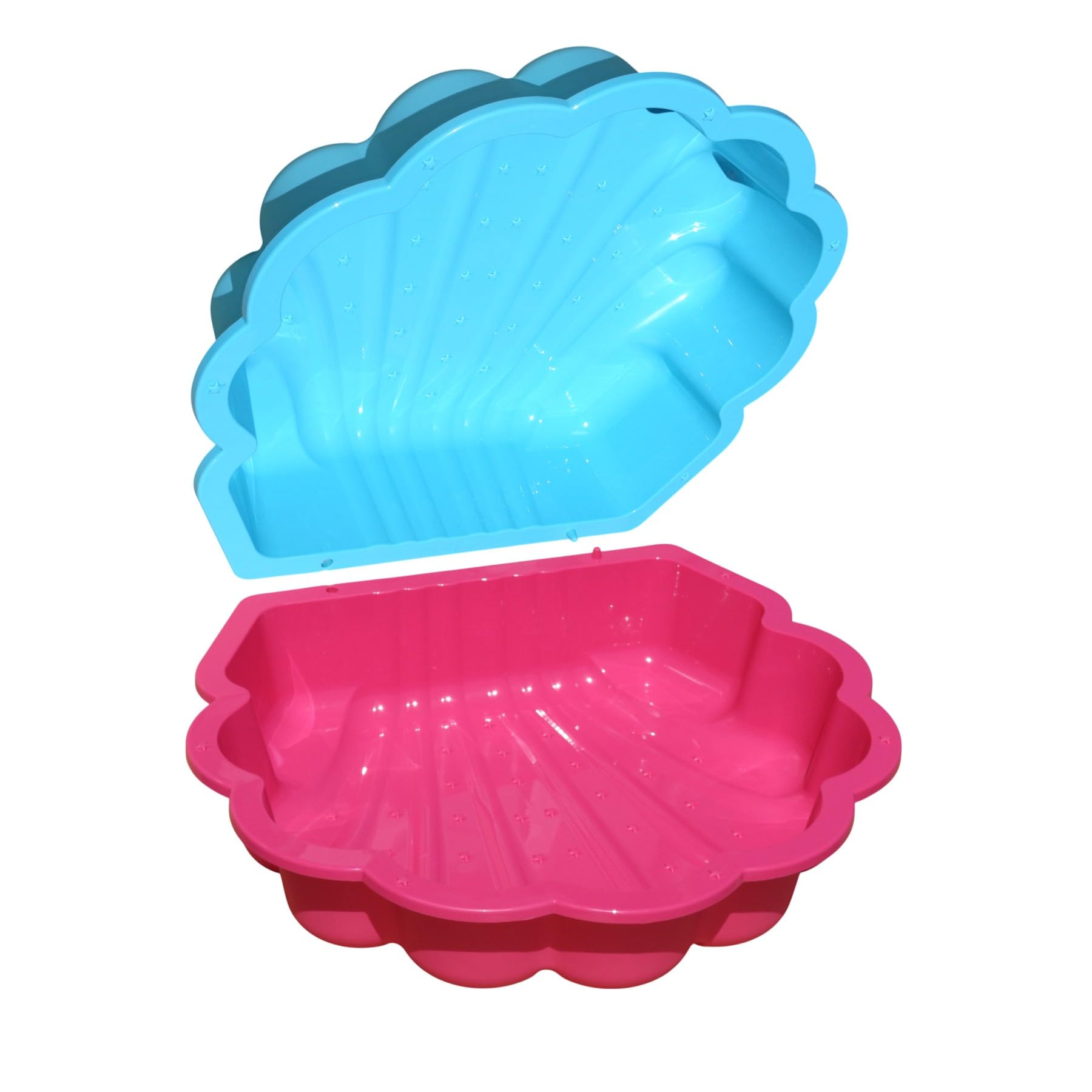 Juego de 2 conchas de arena y agua para niños – rosa y turquesa – arenero exterior y piscina infantil – juguete resistente para jardín y terraza – a partir de 18 meses