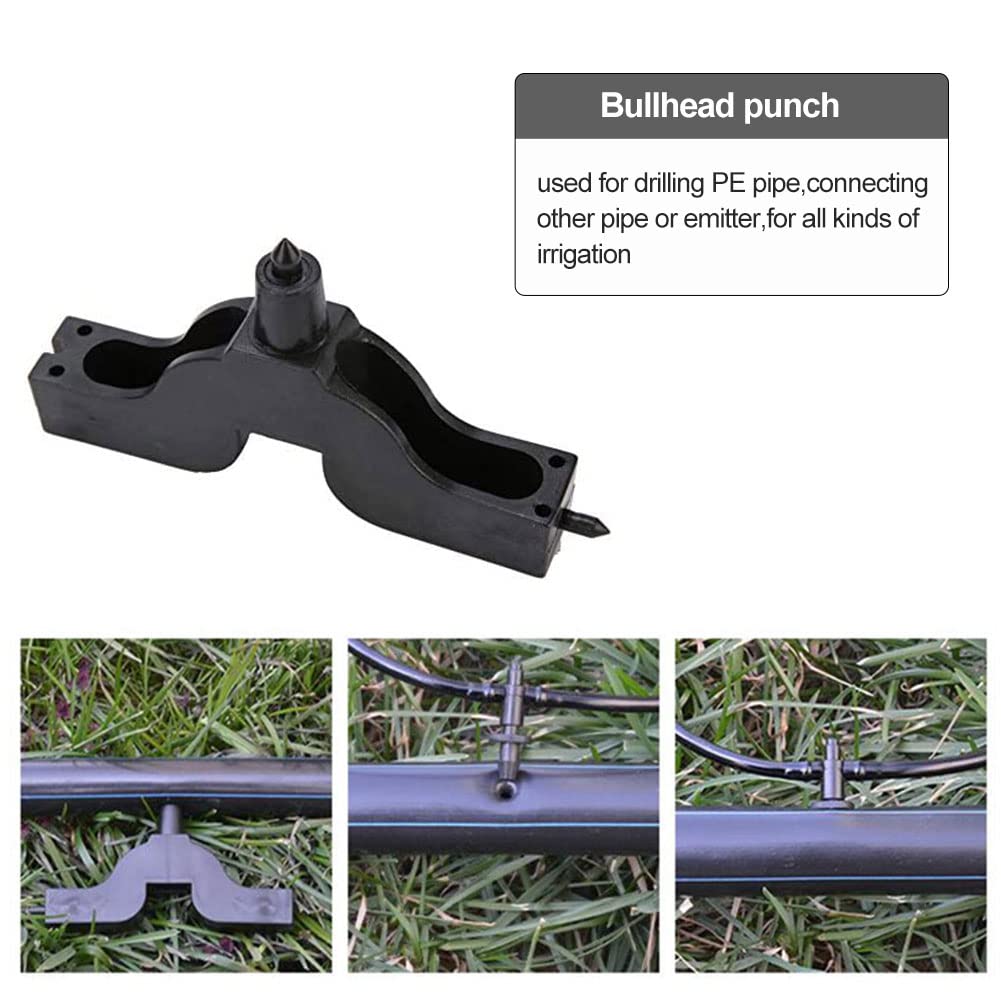 Rakiuty Sacabocados Riego por Goteo, Herramienta Perforadora de Manguera 3-4 mm, Mini Perforadoras Tuberías Agua, Tubos Cabeza Toro, para mangueras de riego de Jardines, 2 Piezas