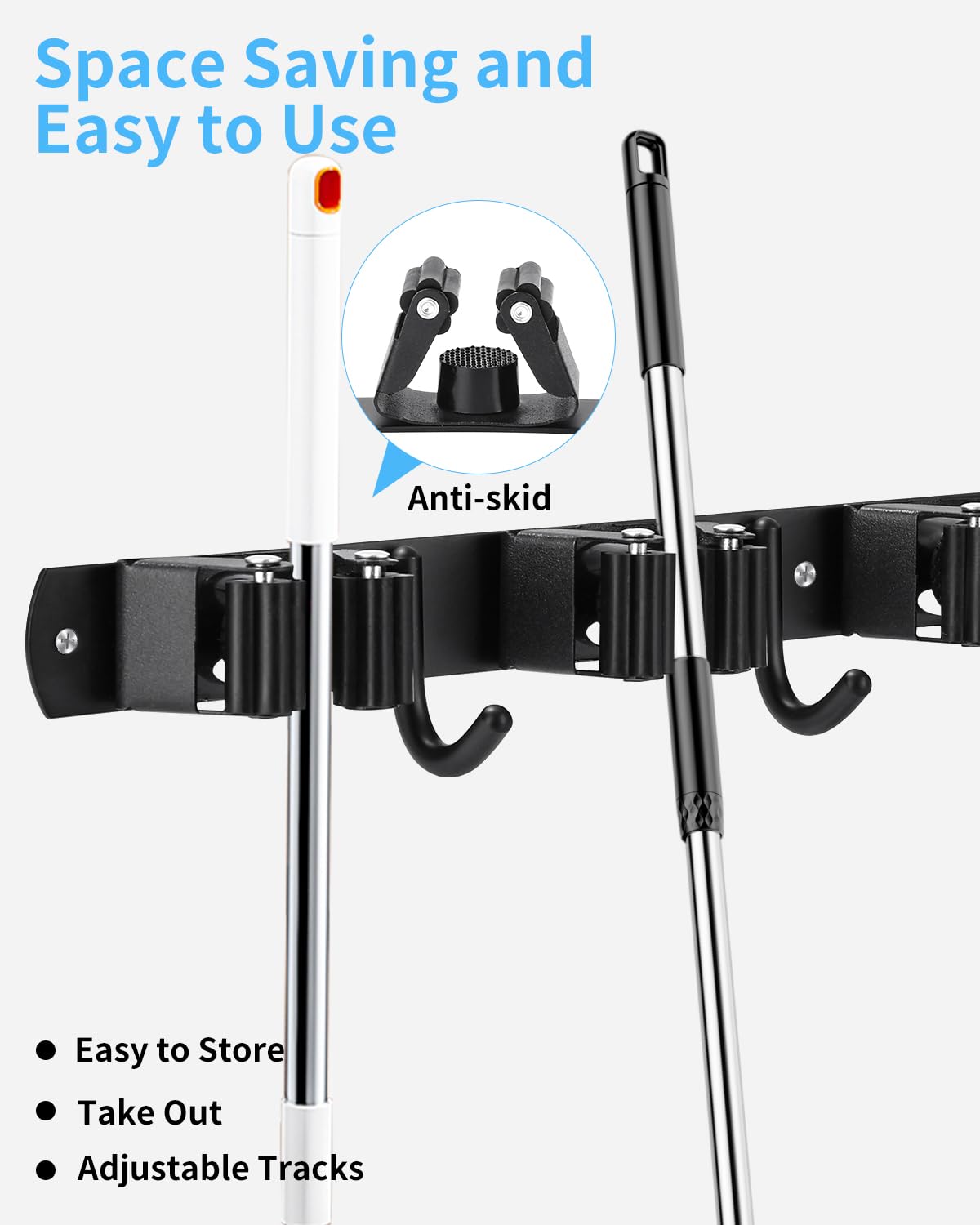 Portascope E Portaspazzole A Muro - 4 Ganci Adesivi Per Cucina E Bagno Senza Foratura - Foto 6