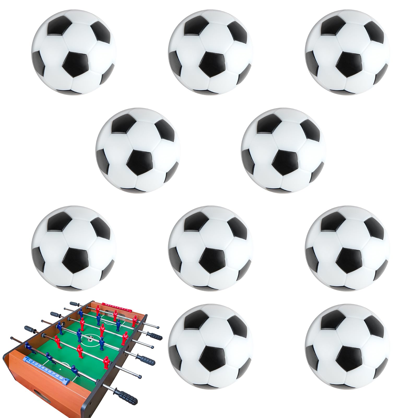 Vidacharmy 10 Palline Calcio Balilla da 36 mm Alta Qualità e Silenziose, Professionali per Biliardino