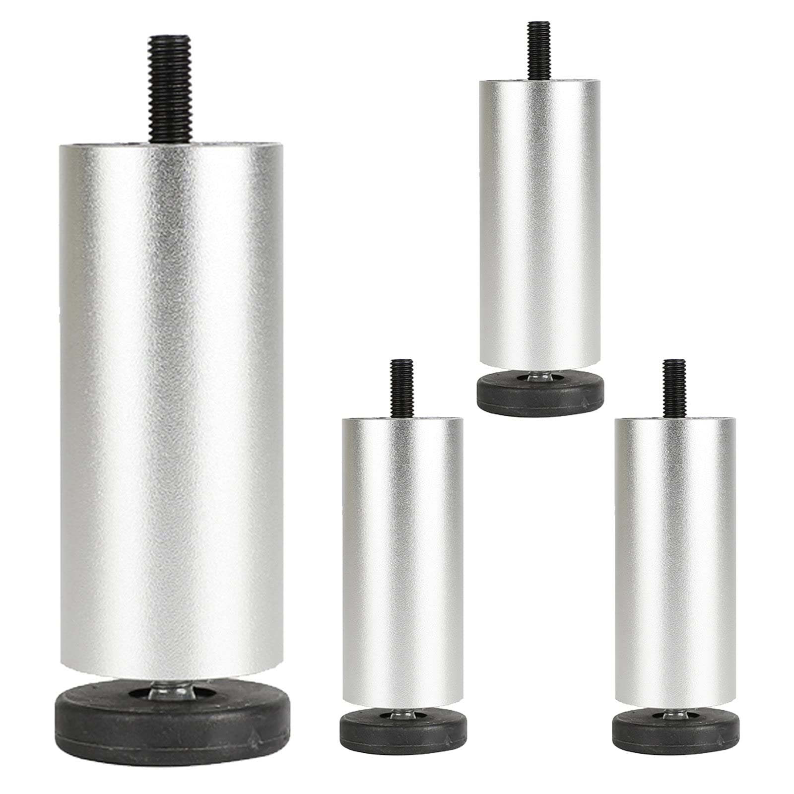 Jolan Silver 4 Pcs Furniture Legs 6Cm 8Cm 10Cm 12Cm 15Cm 20Cm 25Cm 30Cm, Metal Legs, For Sofa, Bed, Desk, Chair, Adjustable Coffee Table Legs, Cabinet Legs, Interchangeable Feet,-20Cm/7.87In