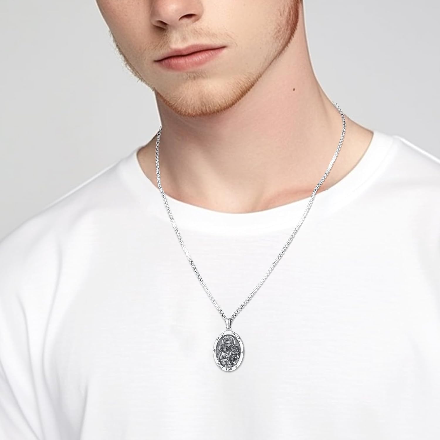 Saint Necklace S925 Sterling Silver Patron St Amulet Medal Protection Pendant Jewelry for Men Women - Image 5
