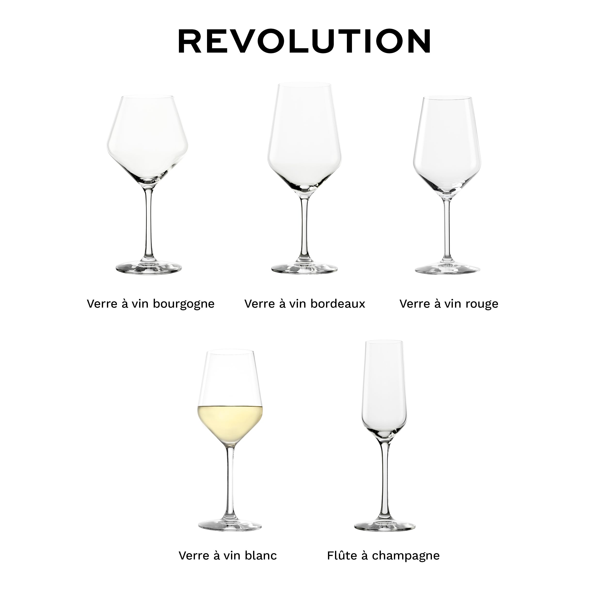 Stölzle Lausitz Verres à Vin Blanc Revolution Lot de 6, 365 ml – Verres Idéaux pour Grands Vins Blancs & Rouges Moyennement Corsés – Élégant Verre à Vin en Cristal – Lavable au Lave-Vaisselle