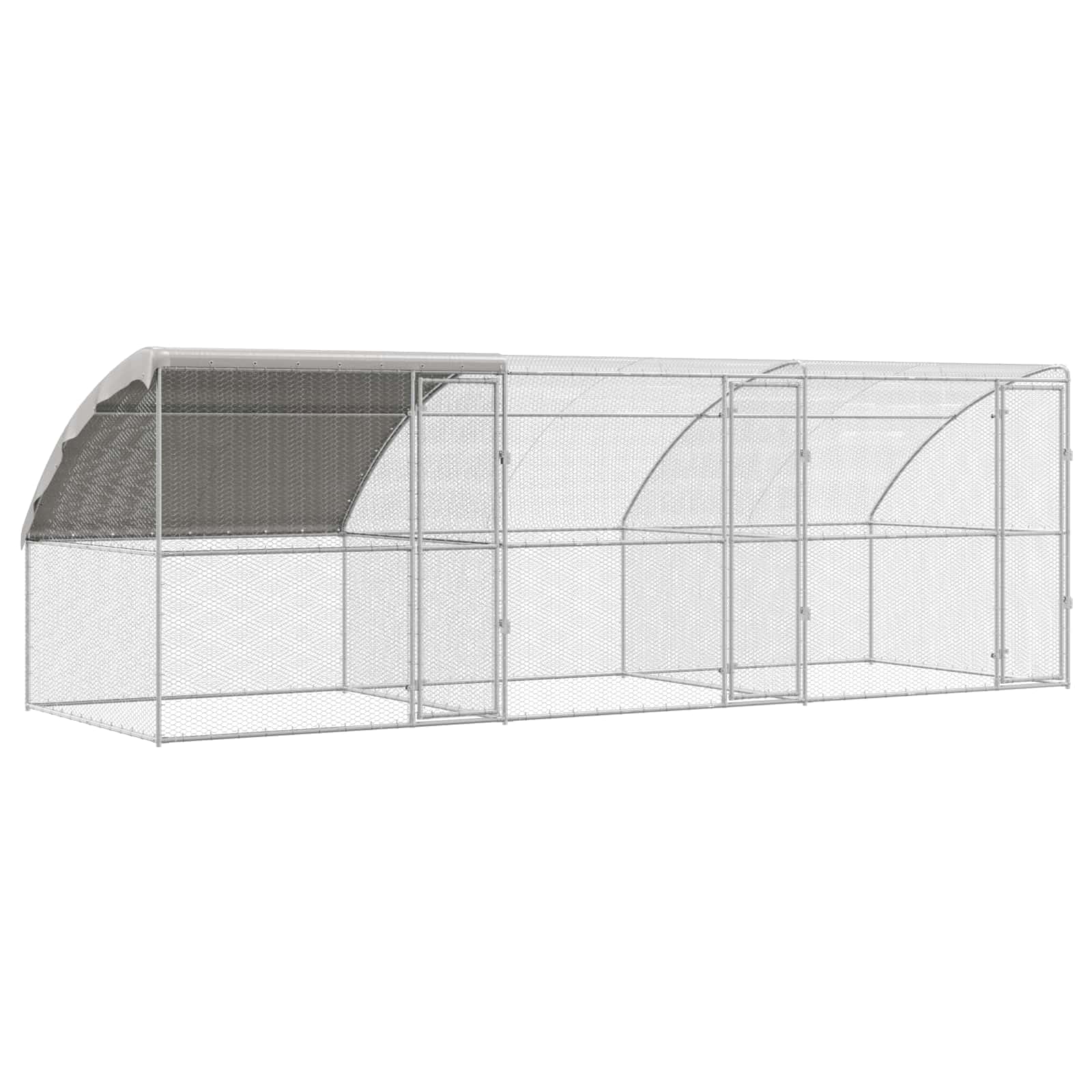 Gabbia per polli, 3 pezzi, argento, 600 x 200 x 200 cm, in acciaio