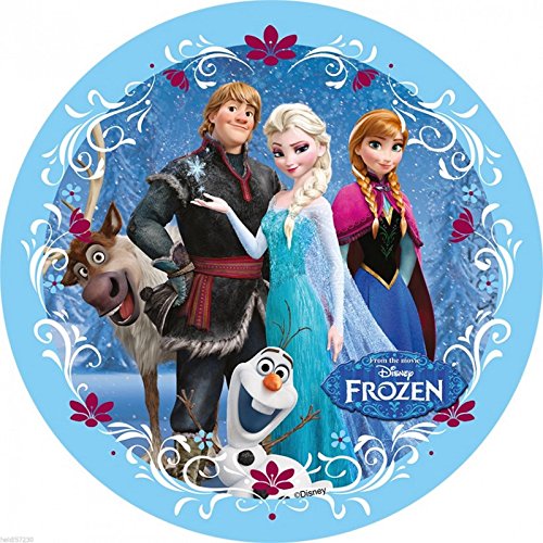 Disque azyme Reine des neiges pour décoration de gâteau - Modèle Ana Elsa Olaf Sven - 20cm