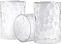 3 Pack Clear Hammered Glass Lamp Shades, 1-5/8" Fitter, 6-1/16" Tall Water Ripple Cylinder Globes for Chandeliers, Pendants, Sconces