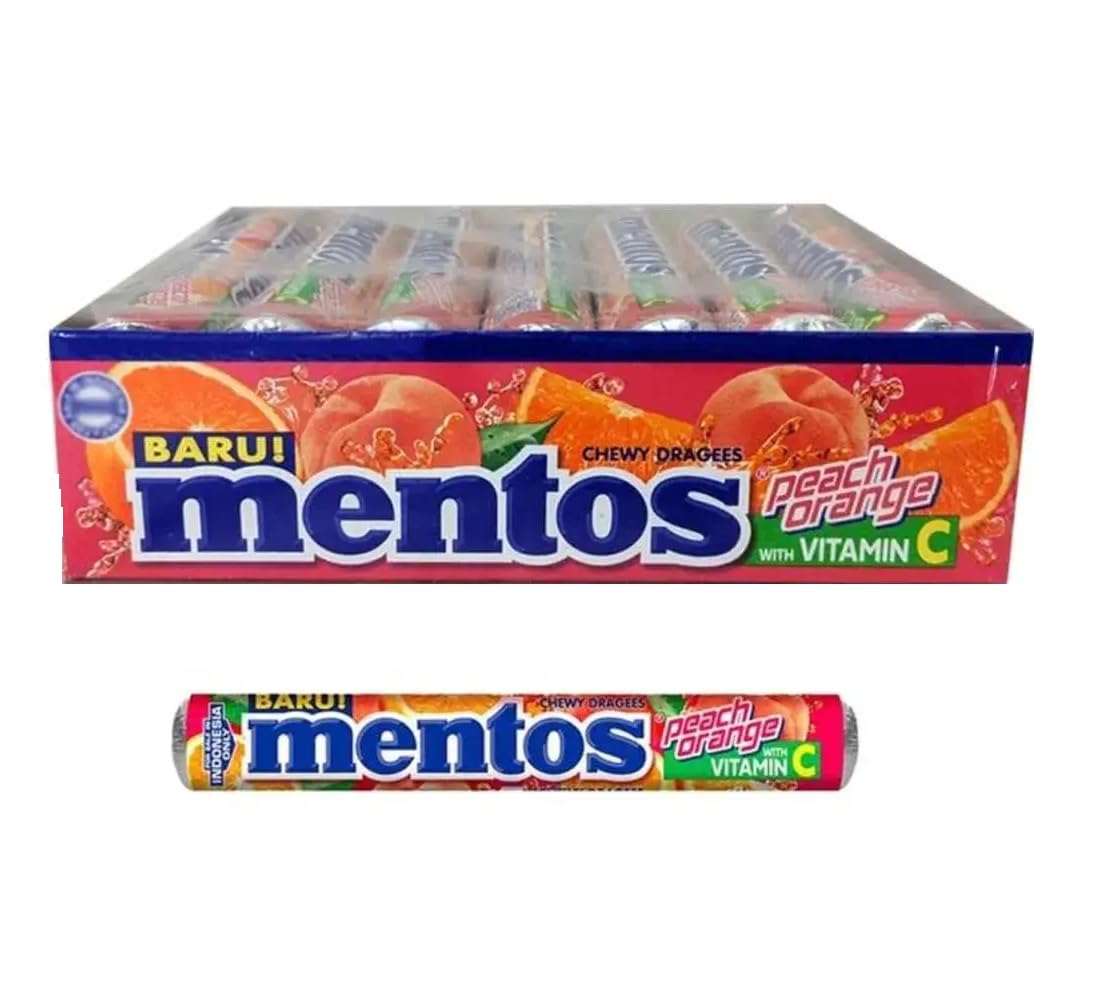Mentos Chewy Mint Candy Roll, Peach And Orange Mix Flavour Pack Of 14, (14x29g)-picture-20