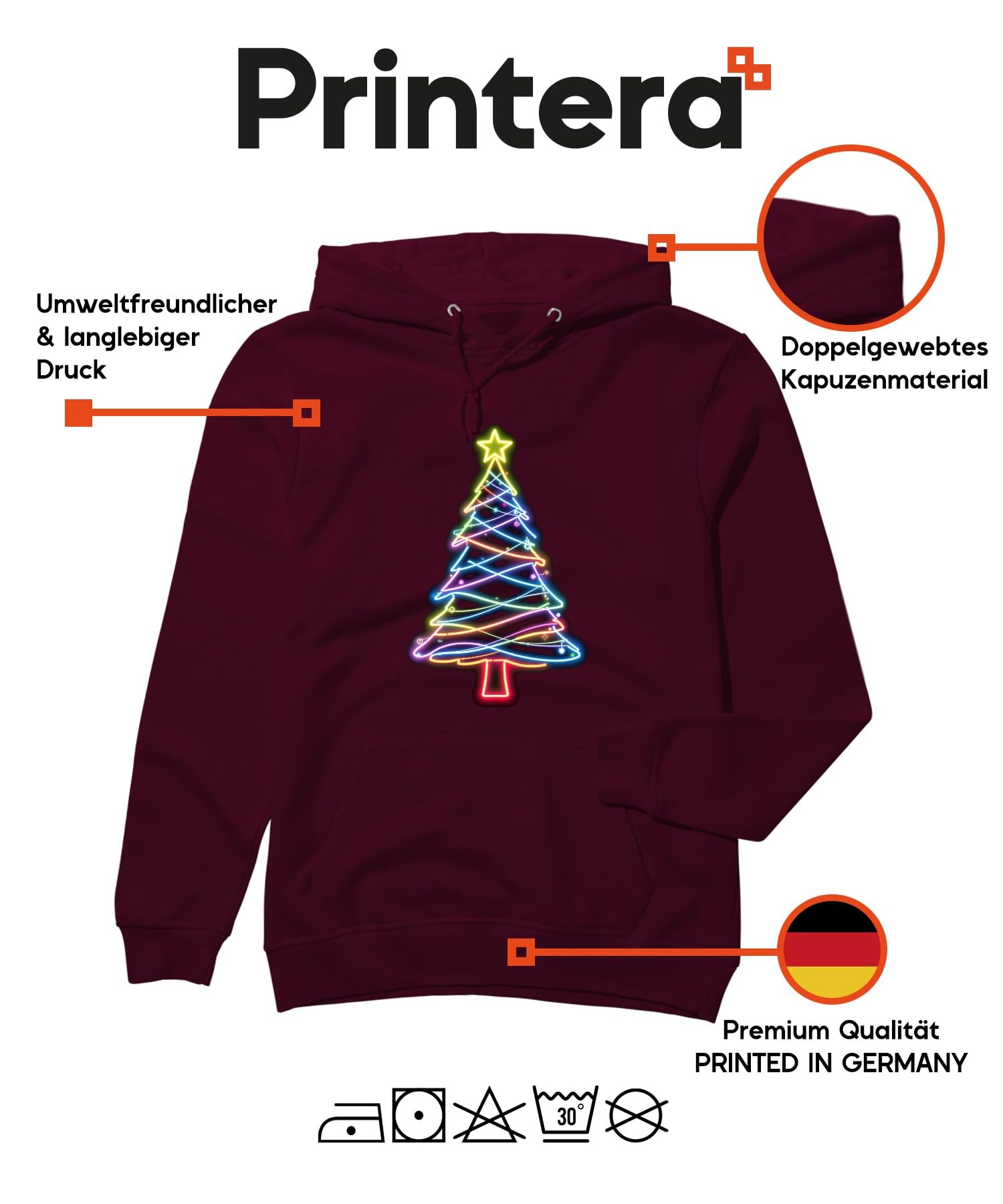 Neonowa choinka świecąca, kolorowa gwiazda, neonowe światło, Boże Narodzenie, unisex, bluza z kapturem