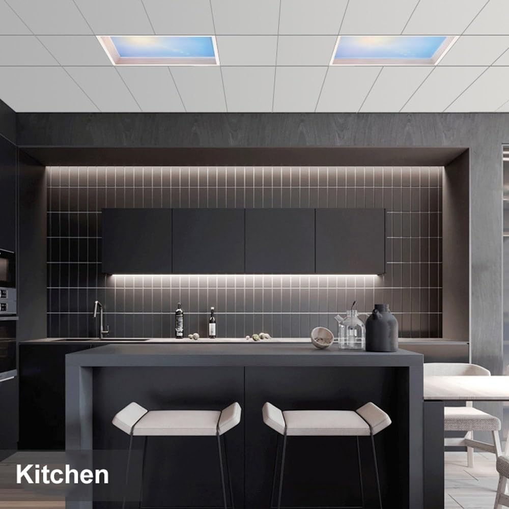 Lampa sufitowa Blue Skylight z możliwością przyciemniania, rytm biologiczny symuluje napromieniowanie światłem słonecznym, 3000–6000 K, lampa montowana blisko sufitu do piwnicy, salonu i przedpokoju