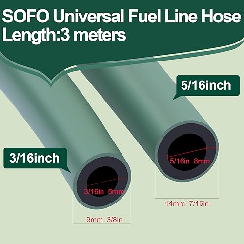 Miniatura 4 de SOFO Manguera universal de línea de combustible 516, para motor pequeño de 0.315 in, línea de gasolina de 10 pies con soporte para Briggs &