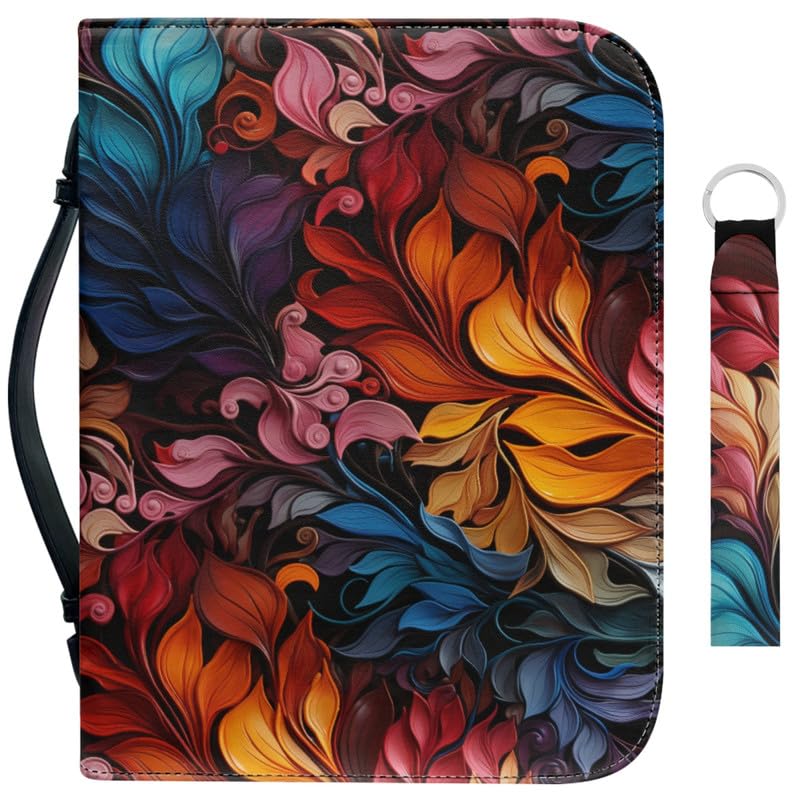 Garronmavis Gradient Colorful Plants 2 PCS Set Bible for Women Plant Painting Carrying Bible Cover Botanical Bible Key Chain - XL — image 1