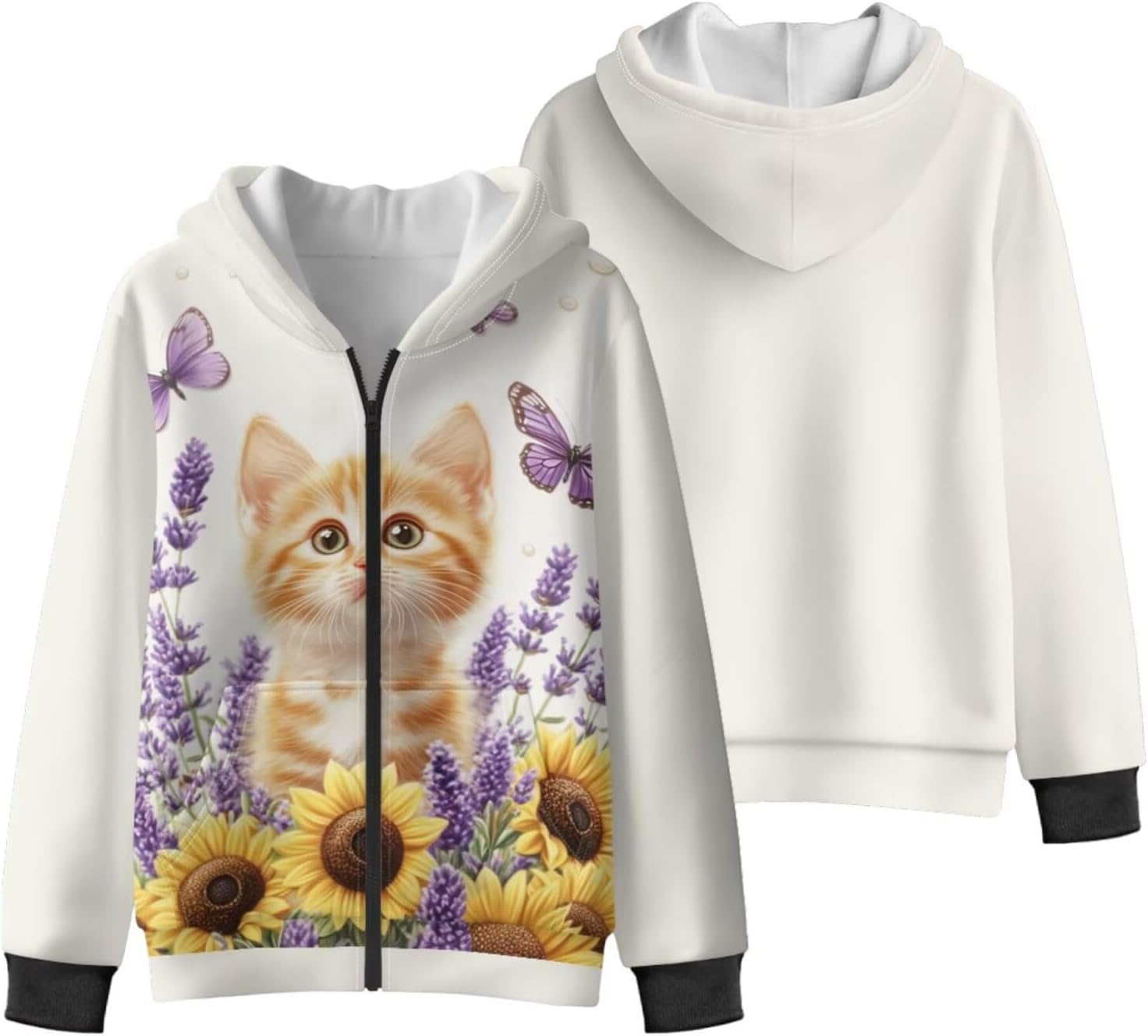 Girls Zip Up Hoodie Oversized Sweatshirt for Kids Fall Jacket with Pockets Thick Clothes for Winter 6-16