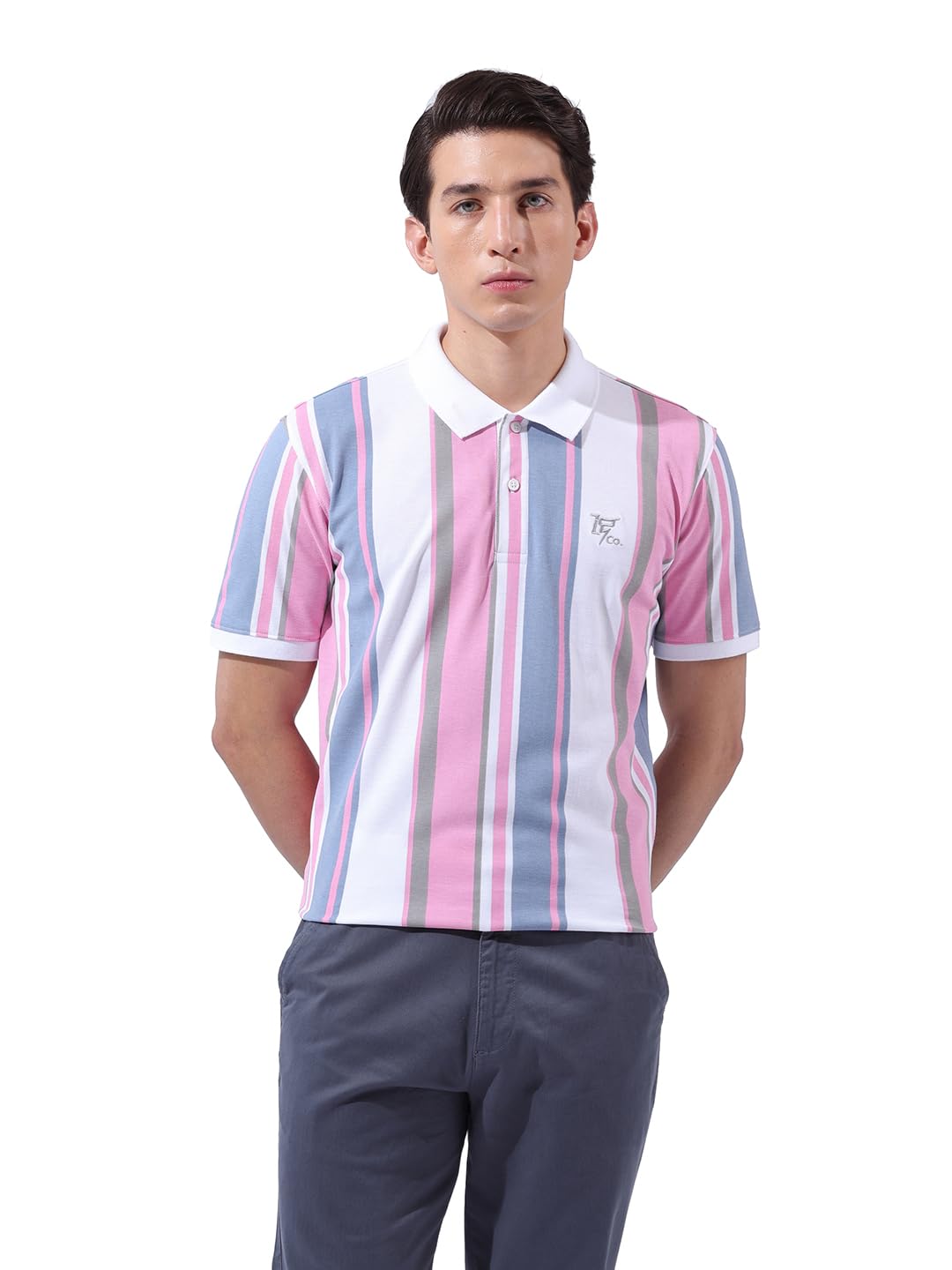 the indian garage co Men Slim Fit Striped Polo Collar Tshirt-picture-27