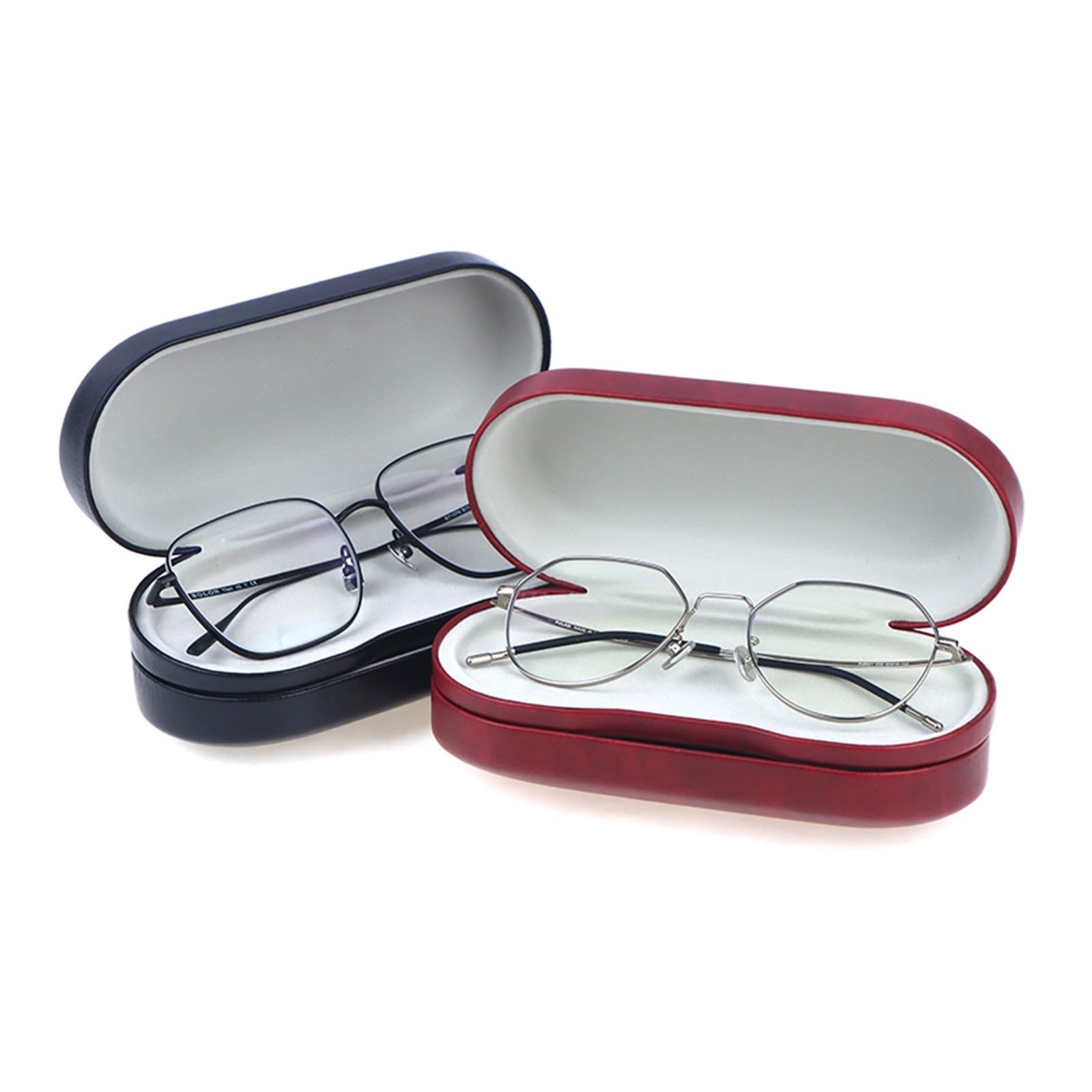Estuche Doble para Gafas 1 pieza Estuche for gafas de metal con doble capa intermedia Marco cuero