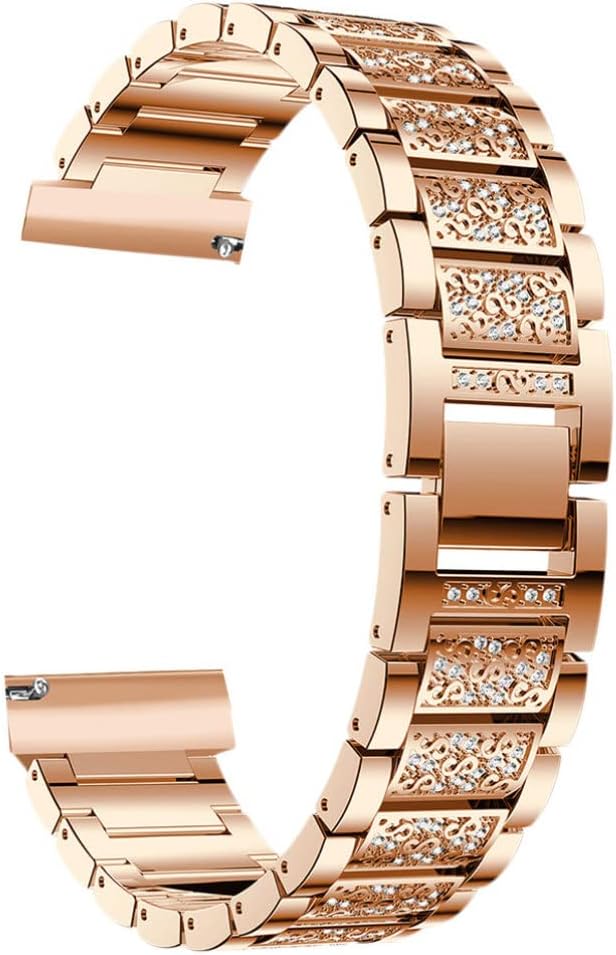Hemobllo Crystal Rhinestone Smart Watch Strap Replacement Metal Watch Band Compatible for Fitbit Blaze (Pink)