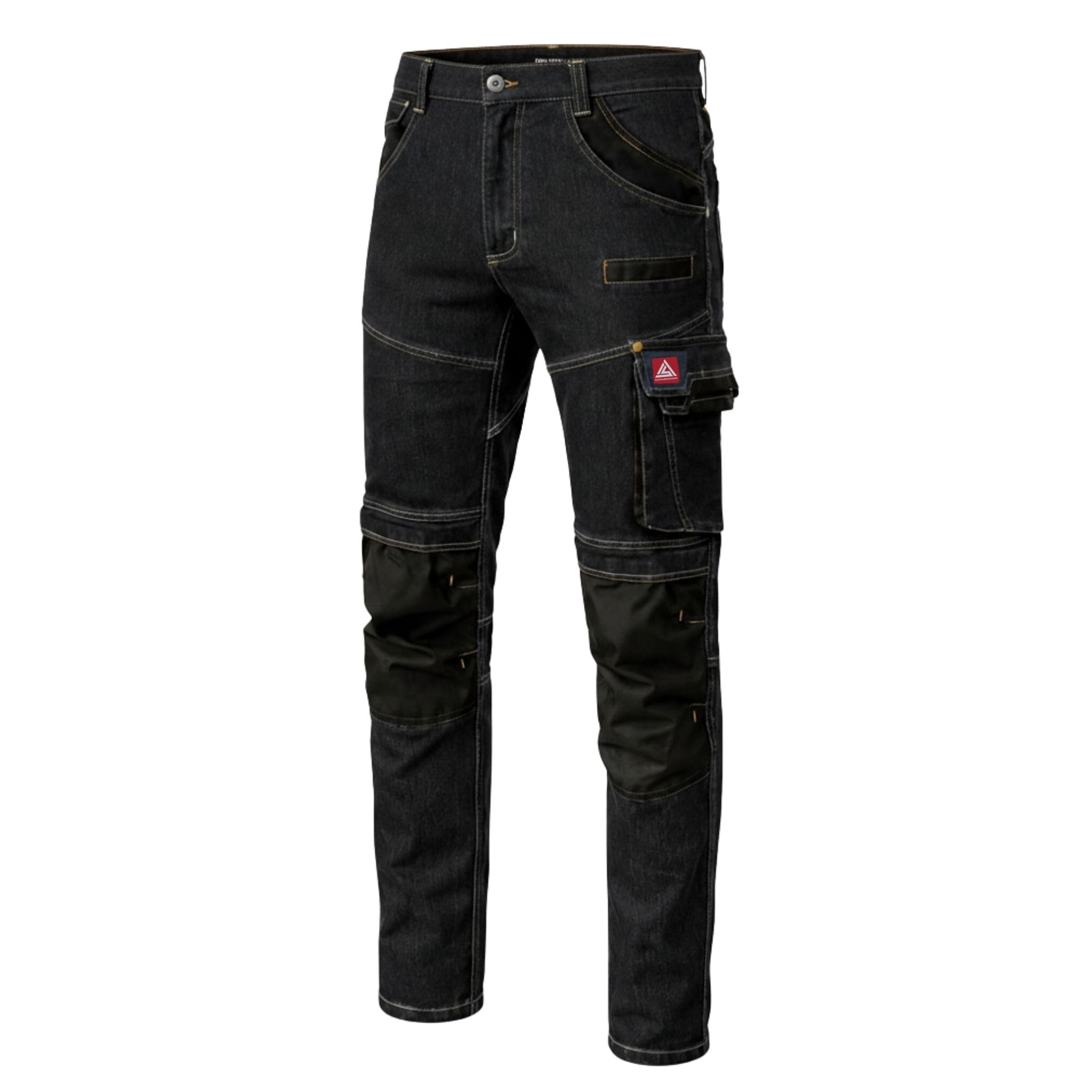 Arbeitshose Herren Stretch Jeans mit 11 Taschen Kniepolstertaschen Zollstocktasche Arbeitskleidung Männer Freizeit Hobby Gartenarbeit Heimwerker Kfz Werkstatt Renovierung Auto Berufskleidung Handwerk