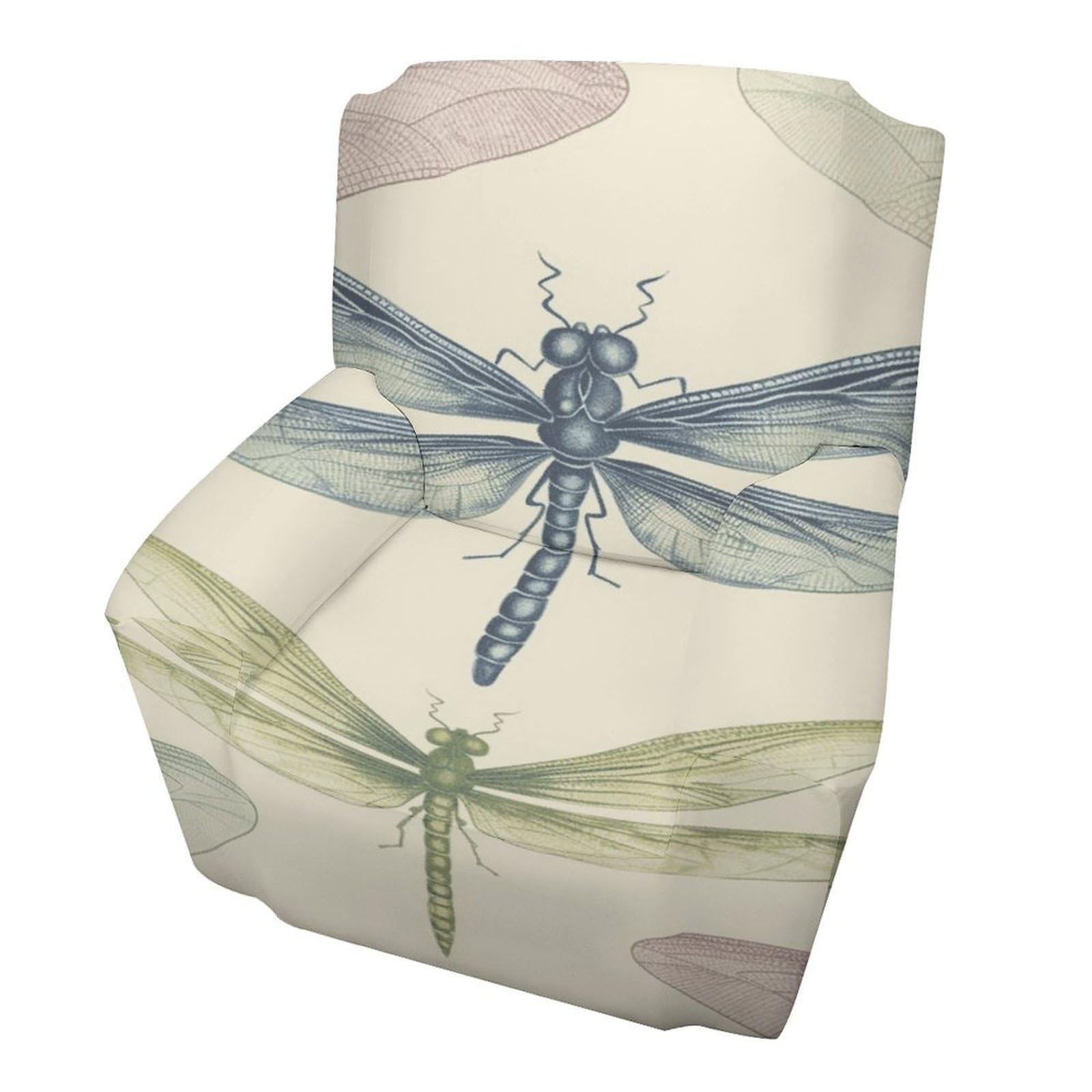 Fodpand Style Dragonfly Drawing Sofa Cover Soft 1 Seater Sofa Slipcover For Pets Washable,Couch Cover With Elastic Straps Furniture Protector