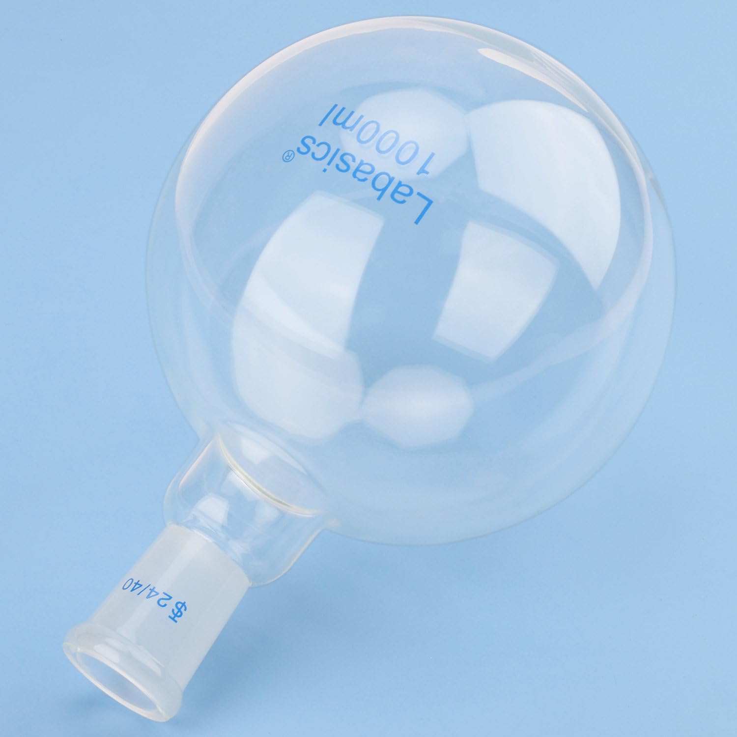 Labasics Glas-Rundkolben, Borosilikatglas, Dickwandiger Kurzhals-Rundkolben Einhals mit Einem 24/40 Normschliff-Außenkern, 1000 ml