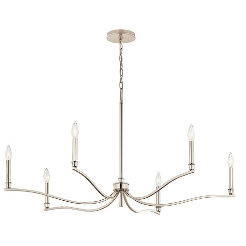 Kichler Malene 6-Light Chandelier, Updated Traditional Light in Polished Nickel,