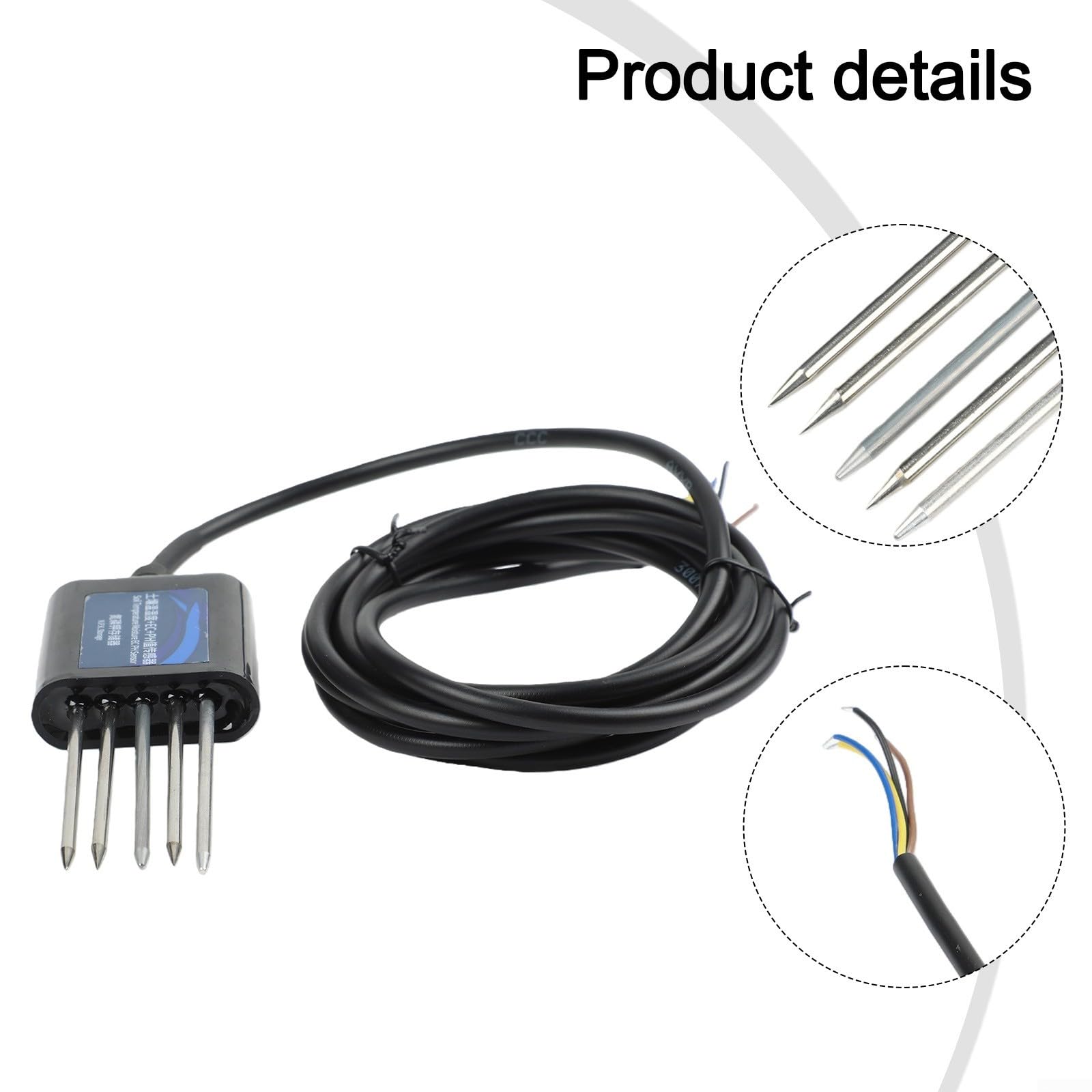 Sensor de suelo 7 en 1 para temperatura, humedad, conductividad de pH, detección NPK con soporte de memoria para uso en granja y jardín (7 en 1)