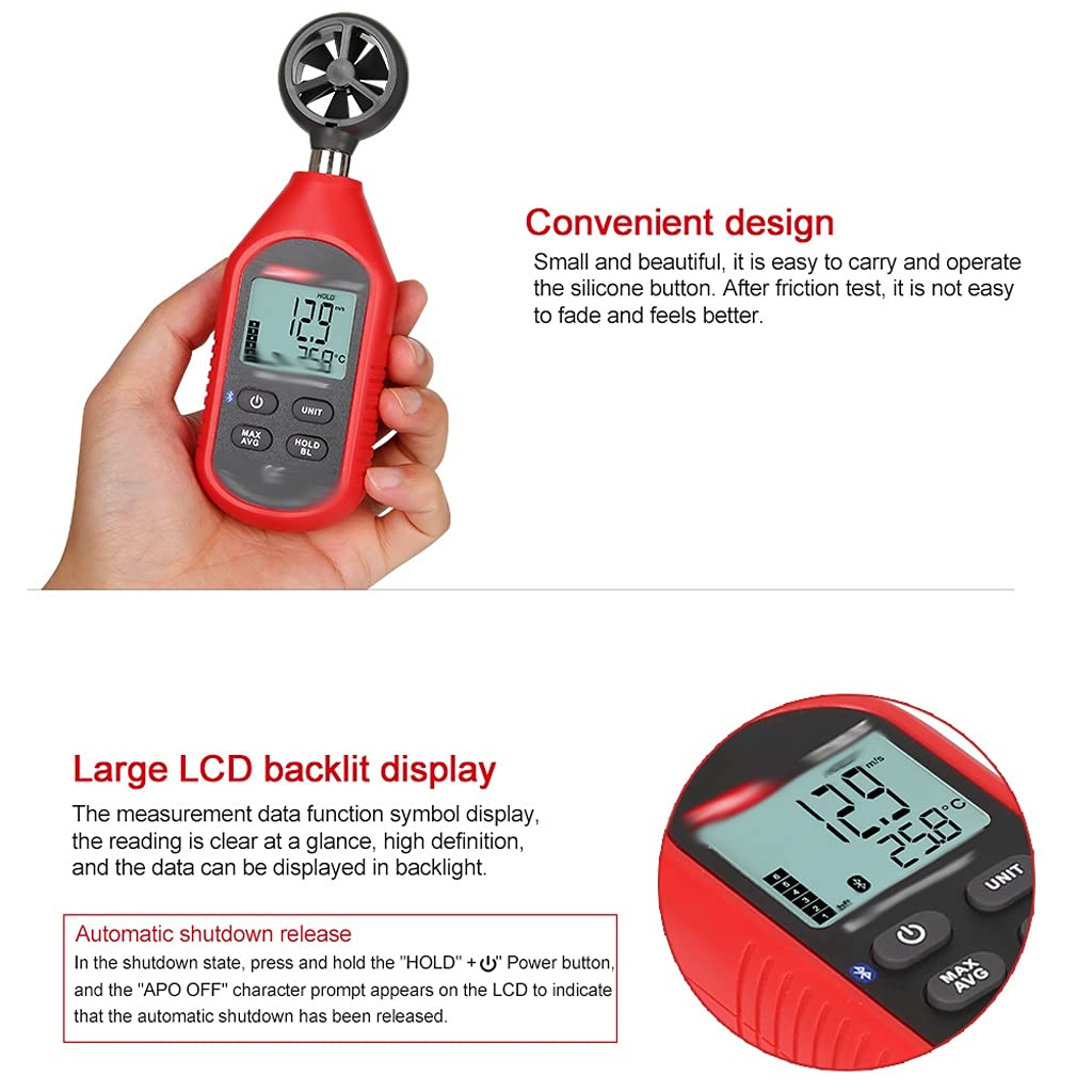 Portable Wind Speed Meter LCD Display Digital Anemometer Weather Data Collection Outdoors Sports Windsurfing Handheld
