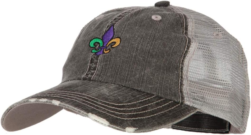 Mardi Gras Fleur de Lis Embroidered Low Profile Mesh Cap