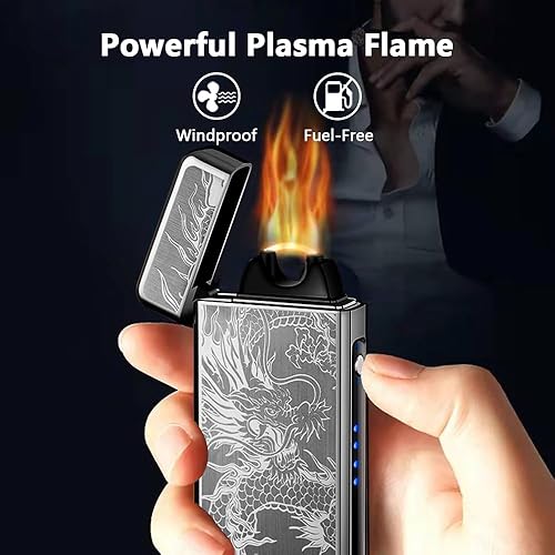 Miniatura 9 de YOZWOO Encendedor de plasma recargable por USB, encendedor eléctrico de llama de alta potencia, encendedor electrónico de arco resistente al viento