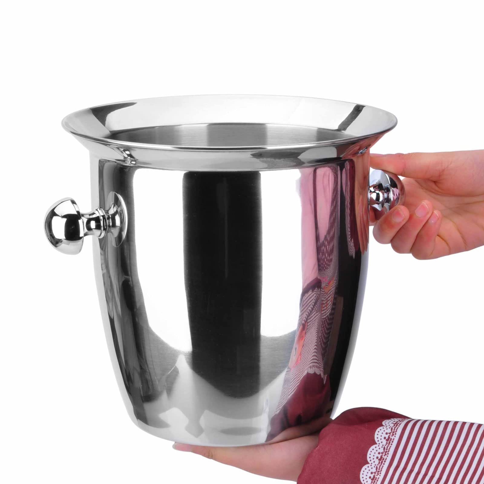 Secchio portaghiaccio Secchio di ghiaccio addensato in acciaio inox secchio di ghiaccio secchio di ghiaccio bucket champagne secchio pratico set di vini da bagno strumenti bar durevoli Portaghiaccio