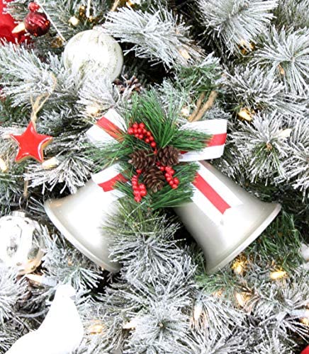 Auldhome Wall Hanging Silver Bells; Vintage Rustic Christmas Bells Door Hanger Or Wreath Christmas Decoration #TOP1