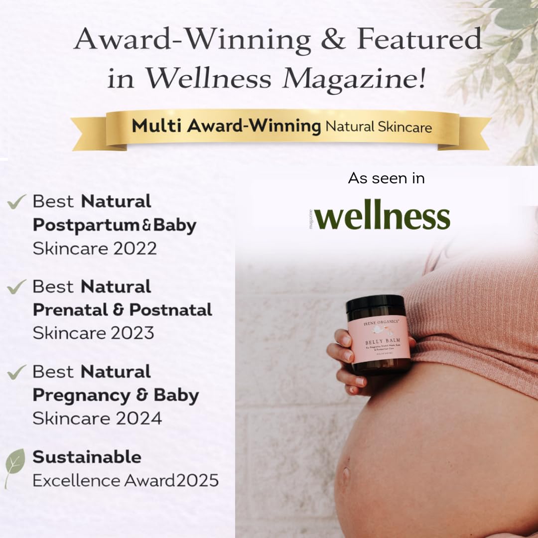 Organic Belly Butter for Pregnancy Stretch Mark Prevention and Treatment by Irene Organics - Award Winning Anti Stretch Mark Tummy Balm For Pregnancy and Postpartum 4oz - Hydrating Bump Cream - Image 7
