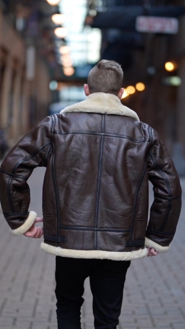 MARCO ENZOLANI B3 Bomber Jacket Aviator Real Shearling B3 Bomber