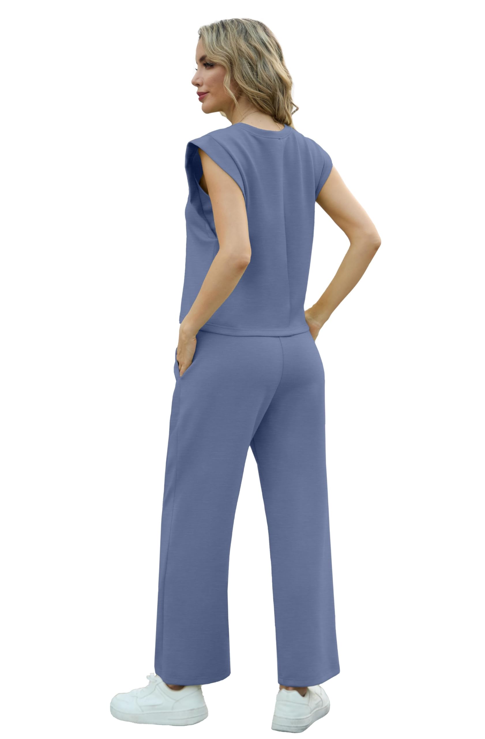 GRECERELLE Damen Trainingsanzug Sommer Zweiteiler Elegant Leichte Tracksuit Lässige Sport Set Jogginganzug Sweatshirt & Jogginghose für Running Yoga Gym